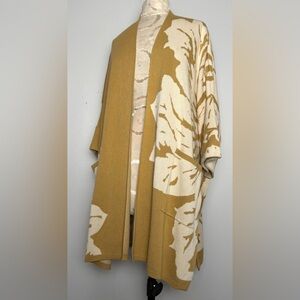 Marla Wynne Jacquard Kimono Cardigan Cream Mustard Floral NWOT XS $169